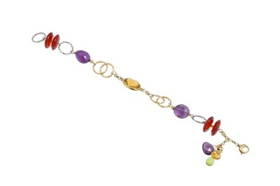 Lot 272 - A GEM SET BRACELET, beaded with amethyst,...