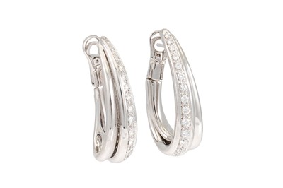 Lot 277 - A PAIR OF DIAMOND SET HOOP EARRINGS, each set...