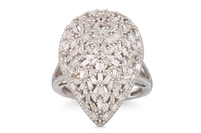 Lot 91 - A DIAMOND DRESS RING, of shield shape, mounted...