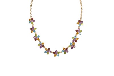 Lot 35 - A MULTI GEM SET NECKLACE, comprising star...