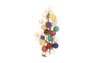 Lot 36 - A MULTI GEM SET BROOCH, various beads set to a...