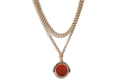 Lot 80 - A VICTORIAN GOLD MUFF CHAIN, and swivel seal