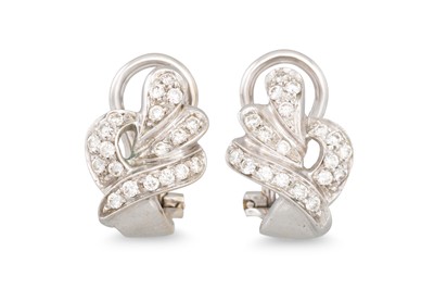 Lot 308 - A PAIR OF DIAMOND CLUSTER EARRINGS, mounted in...