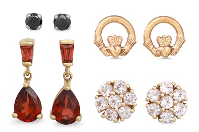Lot 277 - A COLLECTION OF FOUR PAIRS OF 9CT GOLD...
