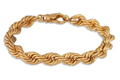 Lot 121 - A 9CT GOLD ROPE LINK BRACELET, 14.7 g.