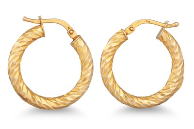 Lot 133 - A PAIR OF 14CT GOLD HOOP EARRINGS