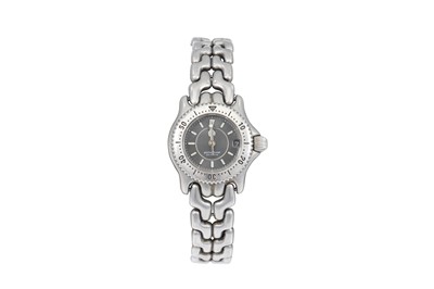 Lot 109 - A LADY'S TAG HEUER STAINLESS STEEL WRIST WATCH,...