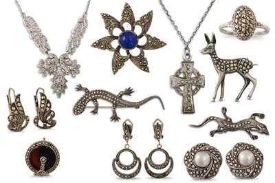 Lot 101 - A COLLECTION OF VINTAGE SILVER/ MARCASITE...