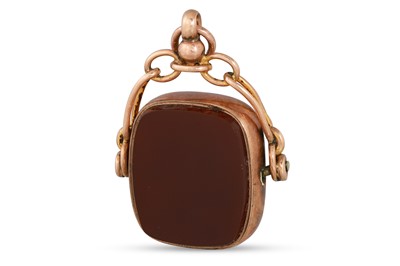 Lot 67 - A 9CT GOLD SWIVEL SEAL, carnelian and...