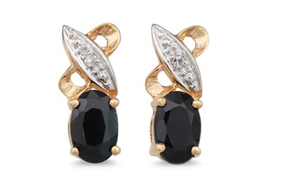 Lot 70 - A PAIR OF DIAMOND AND SAPPHIRE EARRINGS,...