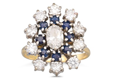 Lot 336 - A SAPPHIRE AND DIAMOND CLUSTER RING, the...