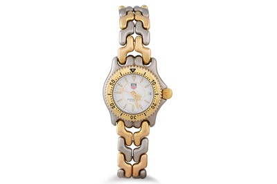 Lot 325 - A LADY'S STAINLESS STEEL BI-METAL TAG HEUER...