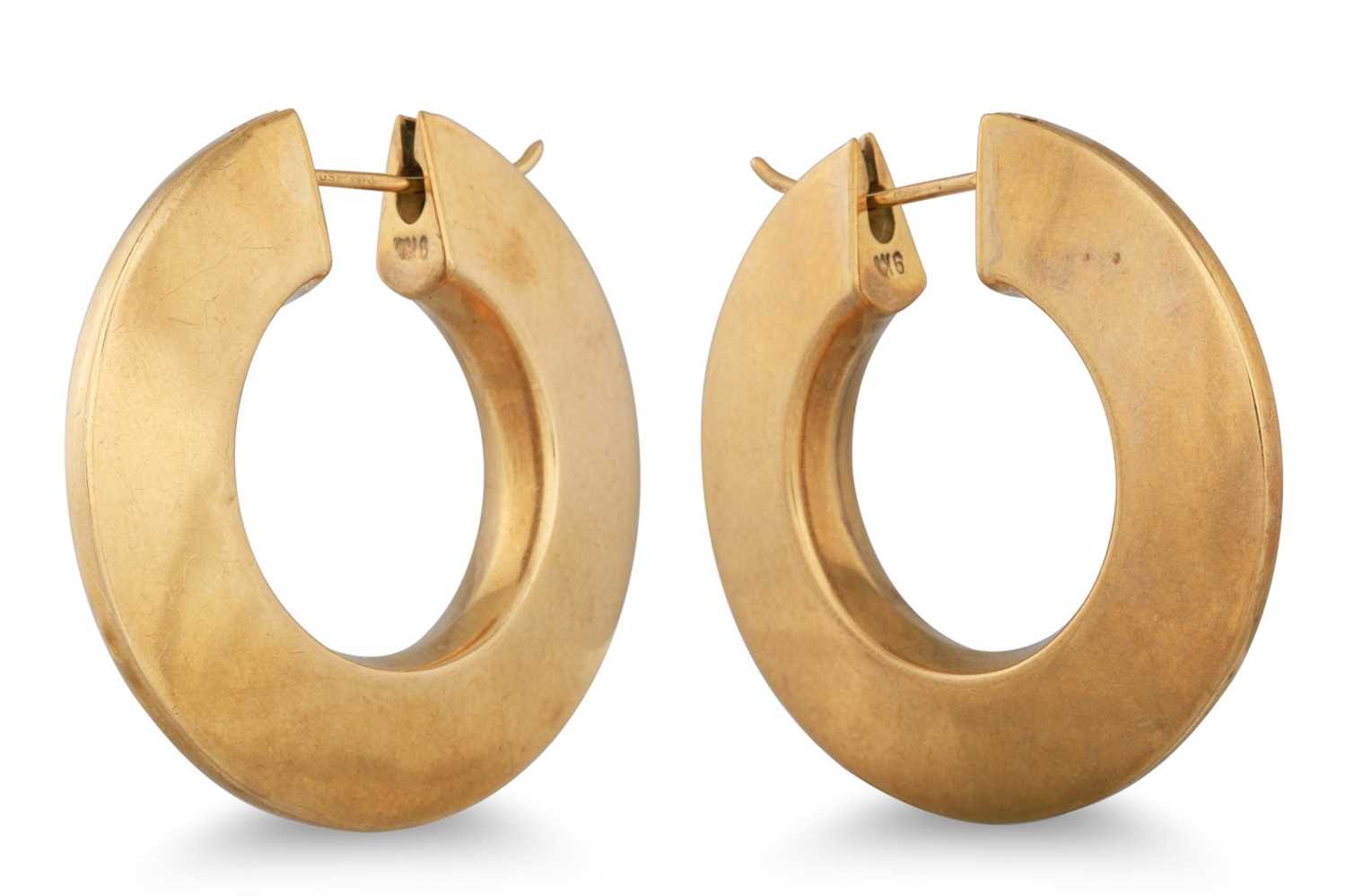 Lot 16 - A PAIR OF HOOP EARRINGS, in 9ct gold, 10.4 g.