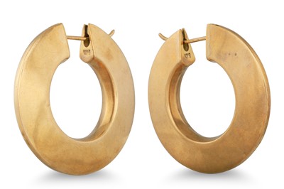 Lot 16 - A PAIR OF HOOP EARRINGS, in 9ct gold, 10.4 g.