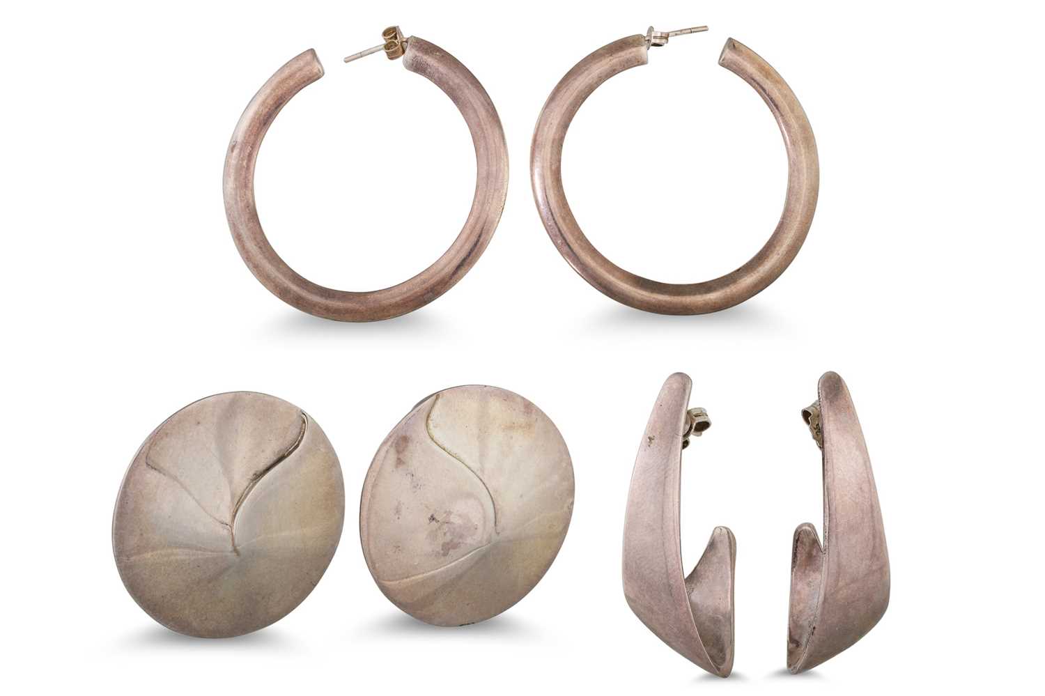 Lot 22 - THREE PAIRS OF SILVER EARRINGS, one with Irish...