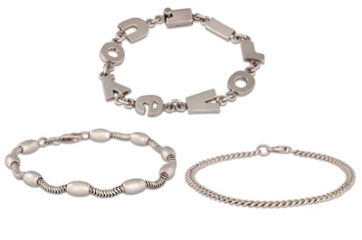 Lot 23 - A COLLECTION OF SILVER BRACELETS, one with...