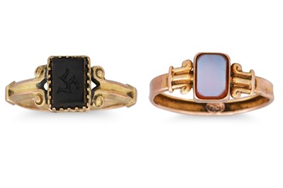 Lot 124 - TWO ANTIQUE SIGNET RINGS, mounted in 9ct gold