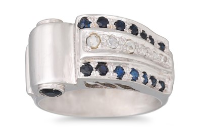Lot 152 - A RETRO DIAMOND RING, of architectural style...