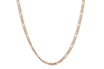 Lot 9 - A 9CT GOLD FLAT FIGARO LINK NECK CHAIN, ca 24"...