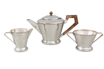 Lot 380 - A MODERN SILVER THREE PIECE TEA SERVICE OF...