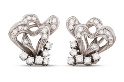 Lot 62 - A PAIR OF VINTAGE DIAMOND SET EARRINGS, of...