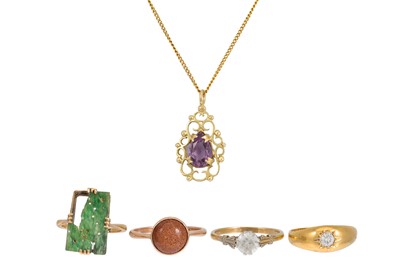 Lot 5 - FOUR 9CT GOLD RINGS, various, together with a...