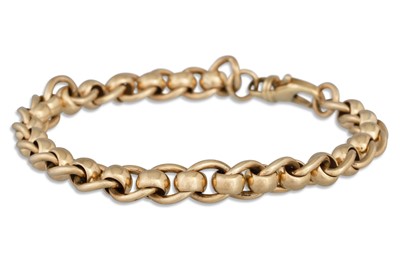 Lot 2 - A 9CT GOLD FANCY LINK BRACELET, 25.3 g.