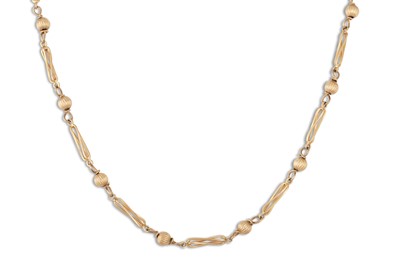 Lot 14 - A 9CT YELLOW GOLD FANCY LINK NECK CHAIN, with...