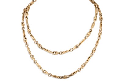 Lot 15 - A 9CT YELLOW GOLD SOLID TROMBONE LINK NECK...
