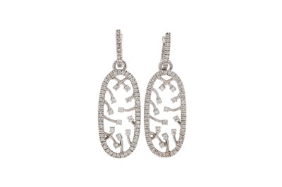 Lot 106 - A PAIR OF DIAMOND EARRINGS, the pavé set...