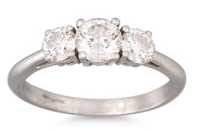 Lot 206 - A THREE STONE DIAMOND RING, BY TIFFANY & CO.,...