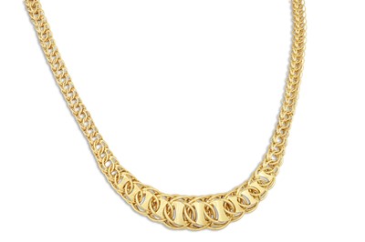Lot 124 - A 9CT GOLD GRADUATED CURB NECKLET, 14 g.