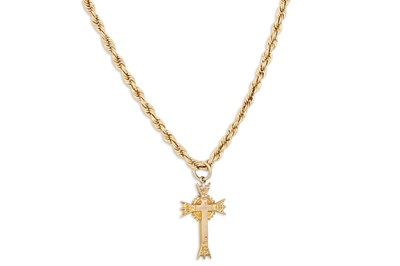 Lot 131 - A 9CT GOLD CROSS, together with a 14ct gold...
