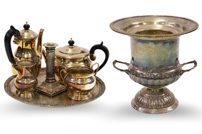 Lot 409 - A FOUR PIECE SILVER PLATED TEA/COFFEE SERVICE,...