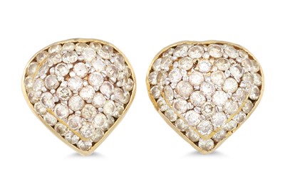 Lot 10 - A PAIR OF PAVÉ SET DIAMOND EARRINGS, mounted...