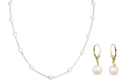 Lot 277 - A PAIR OF CULTURED PEARL EARRINGS, together...