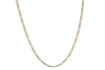 Lot 5 - A 9CT GOLD FLAT FIGARO LINK NECK CHAIN, ca 21"...