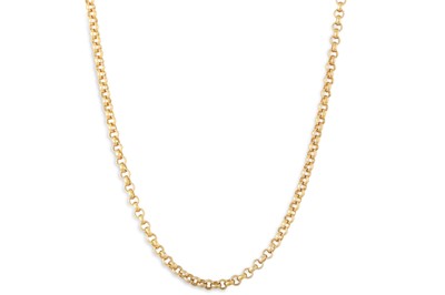 Lot 151 - A 9CT GOLD BELCHER LINK CHAIN, 28" long, 37.6 g.