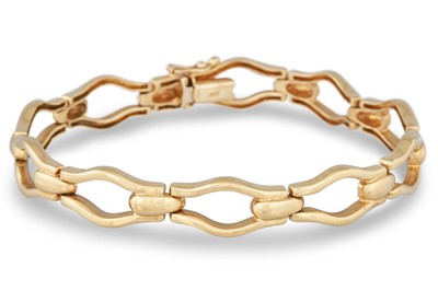 Lot 167 - A 9CT GOLD FANCY LINK BRACELET, 17.9 g.