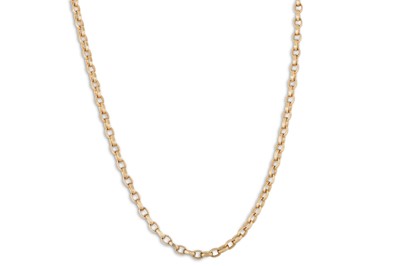 Lot 183 - A 9CT GOLD FANCY BELCHER LINK NECK CHAIN, 17.8 g.