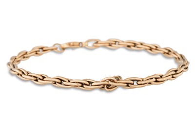 Lot 190 - A 9CT YELLOW GOLD FANCY LINK BRACELET, 10 g.