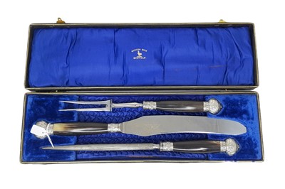 Lot 548 - AN EDWARDIAN CASED SET OF CARVING KNIFE & FORK,...