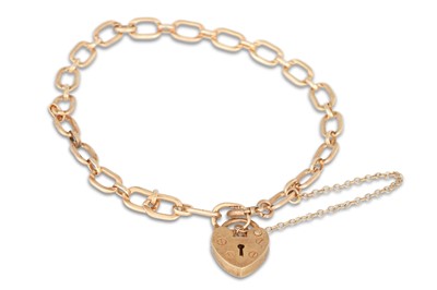 Lot 89 - A 9CT GOLD BRACELET, with padlock