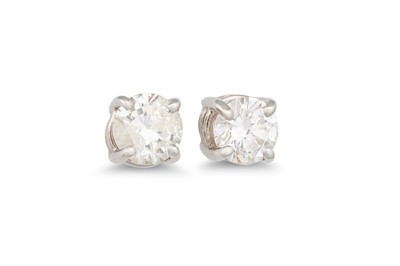 Lot 35 - A PAIR OF DIAMOND STUD EARRINGS, mounted in...