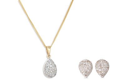 Lot 37 - A PAIR OF DIAMOND CLUSTER EARRINGS, pear...