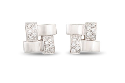 Lot 66 - A PAIR OF DIAMOND CLUSTER EARRINGS, mounted in...