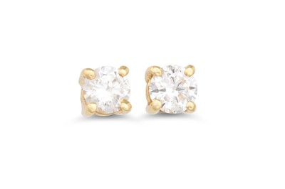 Lot 74 - A PAIR OF DIAMOND STUD EARRINGS, mounted in...