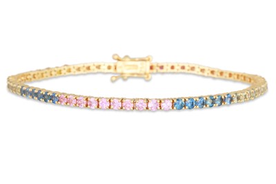 Lot 261 - A SAPPHIRE LINE BRACELET, with multicoloured...