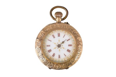Lot 394  - AN ANTIQUE 14CT GOLD OPEN FACED POCKET WATCH,...