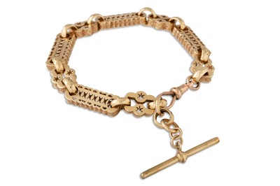 Lot 87 - A 9CT GOLD FANCY LINK BRACELET, 23.9 g.